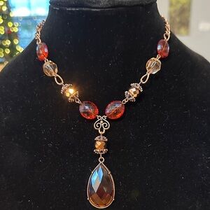 2028 Vintage Antiqued Copper, Red and Gold Large Crystals. 90’s Style. STUNNING!